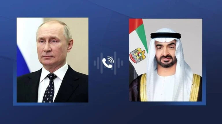 محمد بن زايد والرئيس الروسي يبحثان هاتفياً التعاون وعدداً من القضايا الإقليمية والدولية